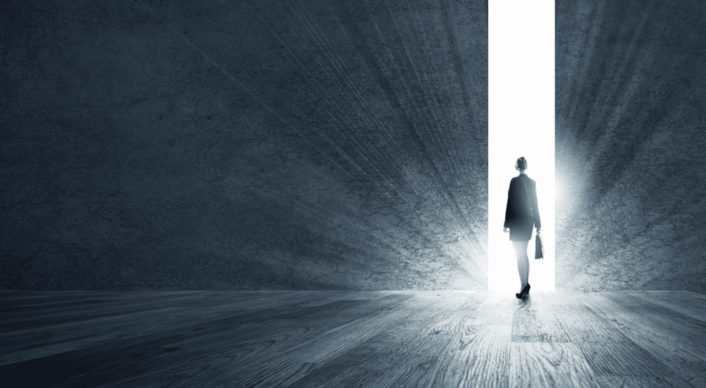 woman on the threshold of opportunities